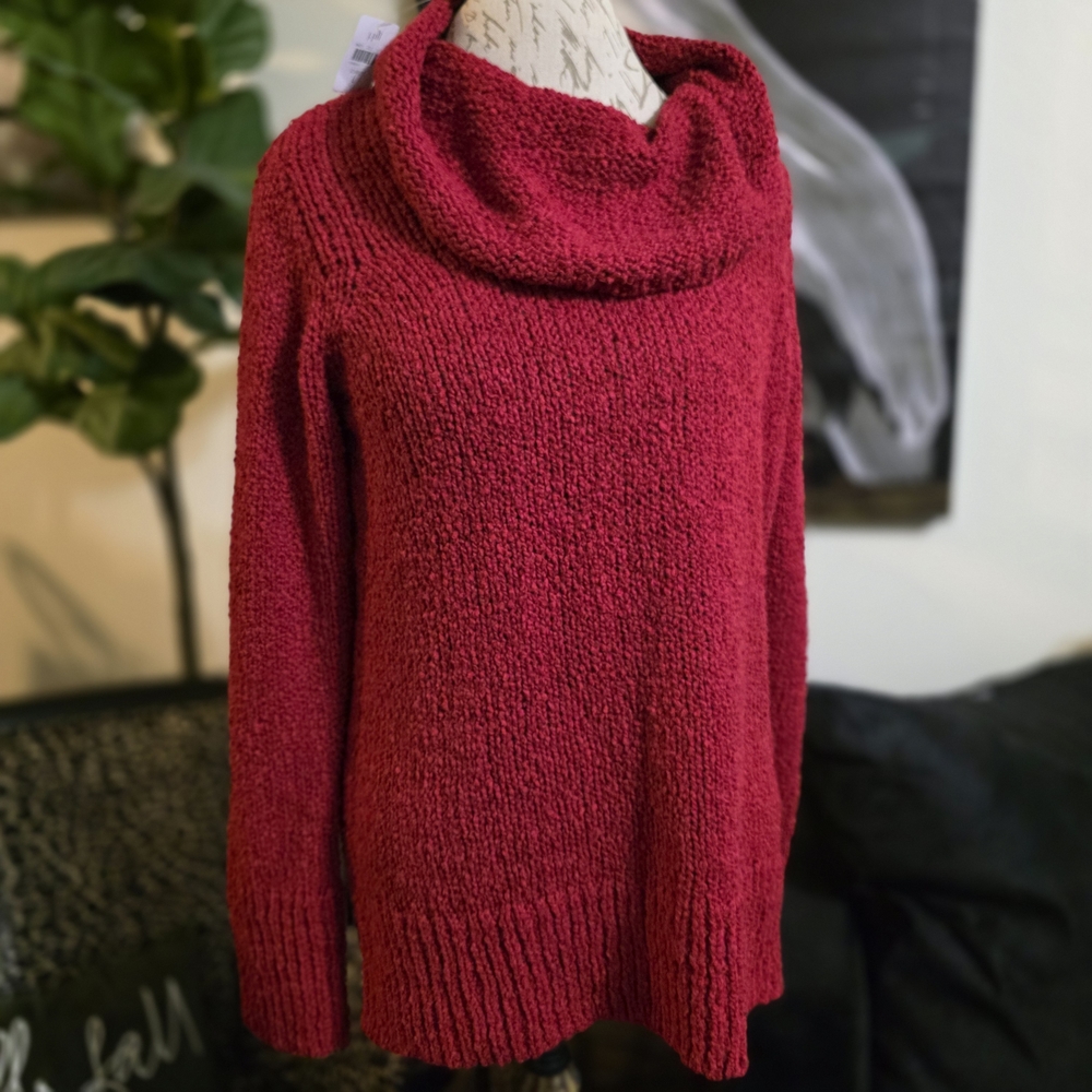J. Jill Oversized Cozy Red Cowl Neck Sweater